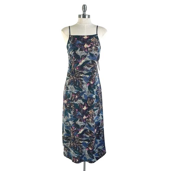O’Neill Lexie Open Back Midi Dress Floral Print Square Neck Blue - Picture 2 of 10